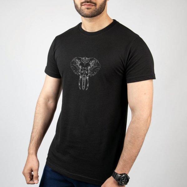 تیشرت آستین کوتاه مشکی طرح سر فیل – Elephant Head