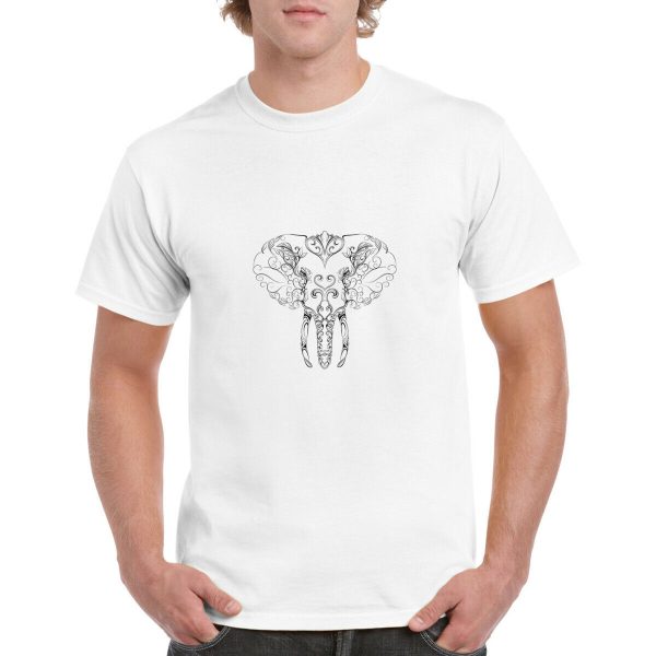 تیشرت آستین کوتاه سفید طرح سر فیل – Elephant Head