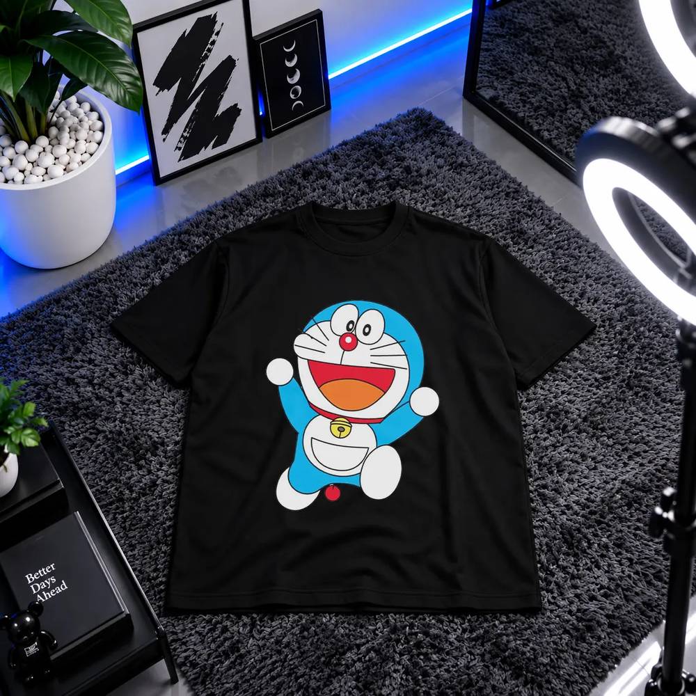 تیشرت دورایمون طرح کارتونی خندان (Doraemon) کد 3829