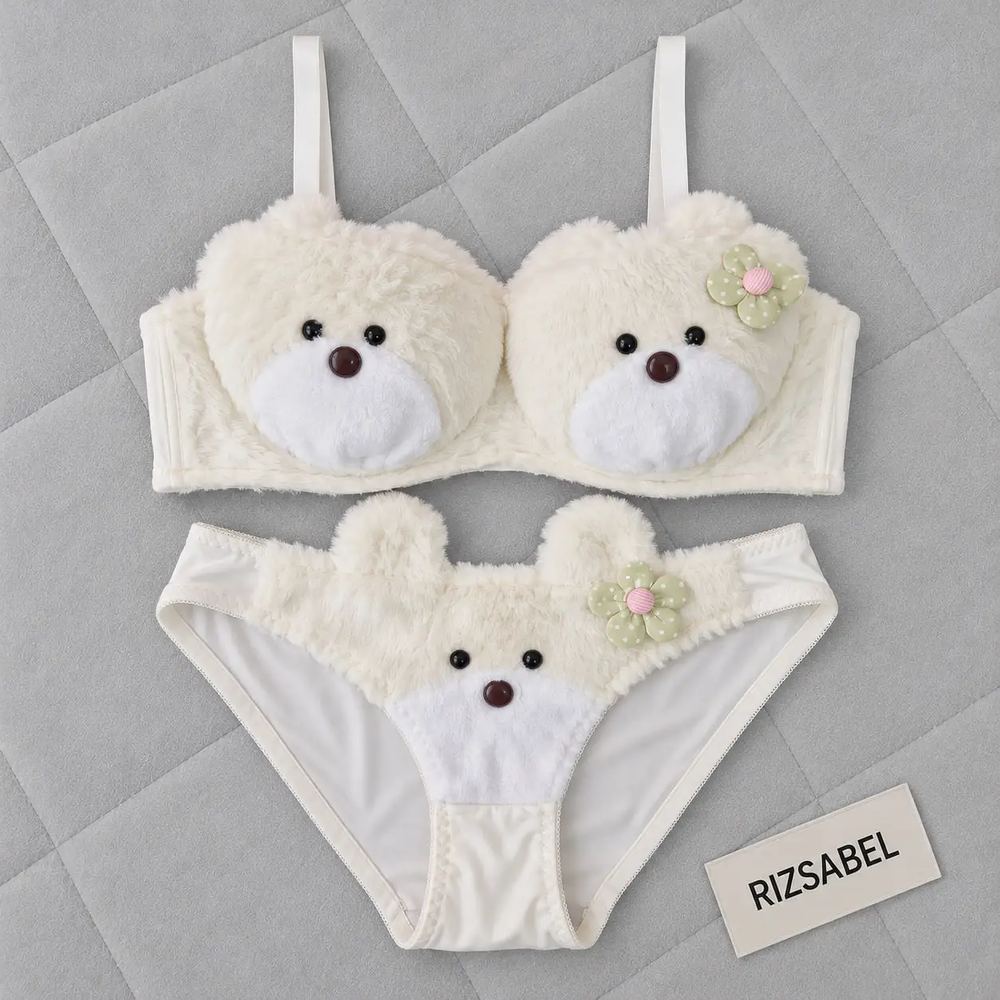 ست شورت و سوتین کاپدار Teddy Bear سفید