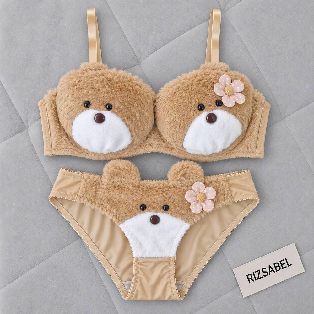 ست شورت و سوتین کاپدار Teddy Bear کرم