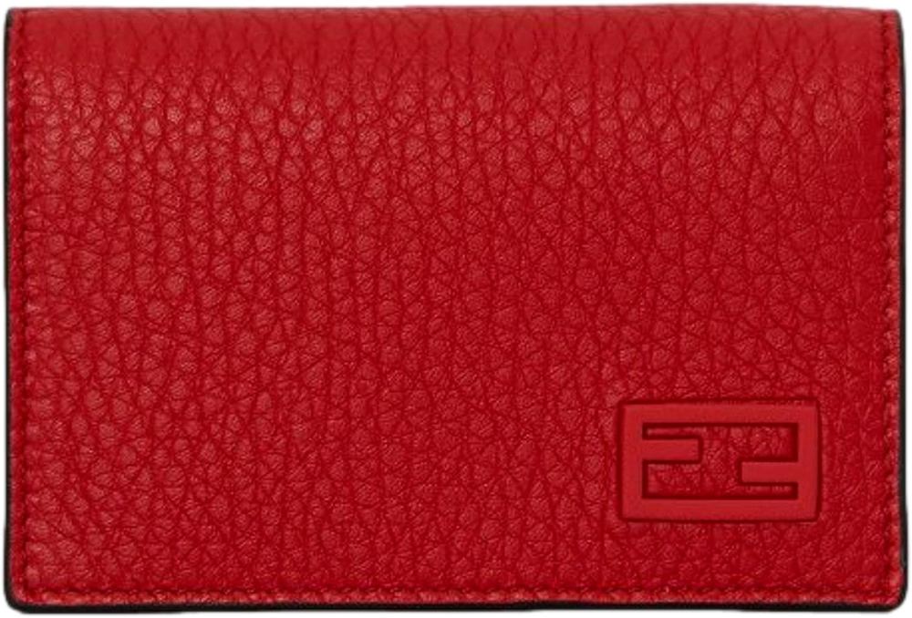 کیف کارت زنانه FENDI Baguette چرم دانه‌دار قرمز مدل 7M0222