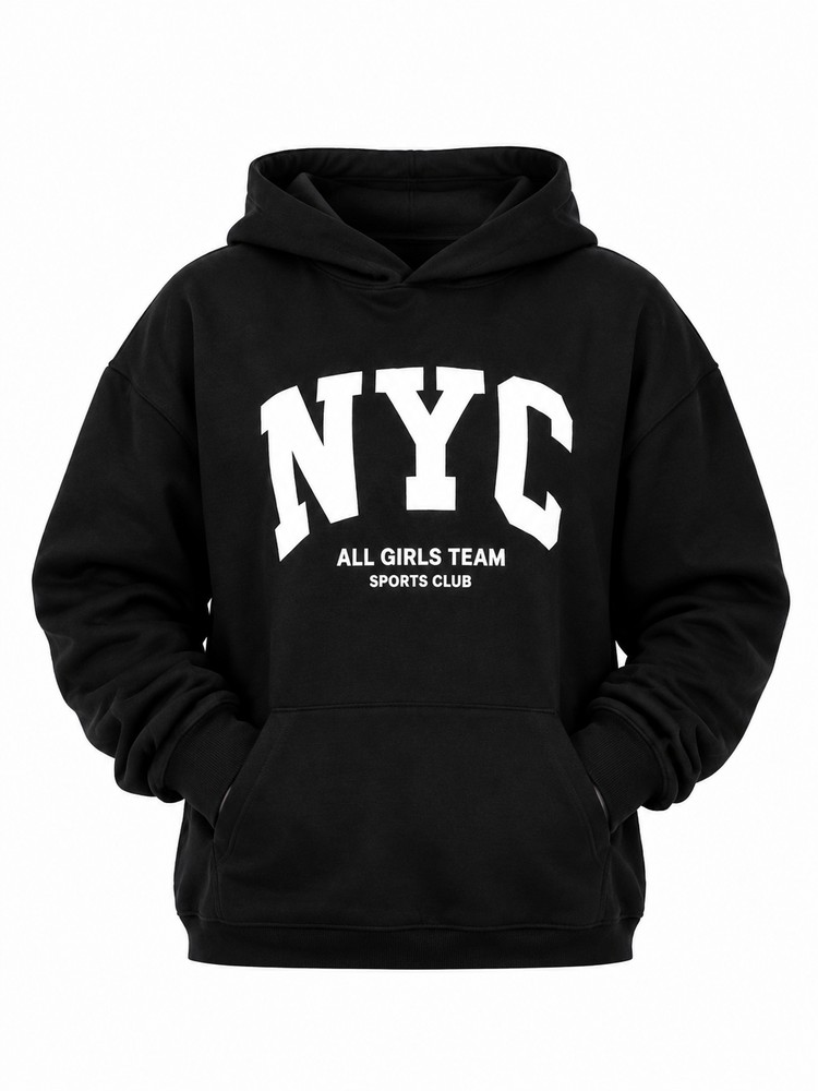 هودی دورس nyc قواره دار تو کرکی مشکی