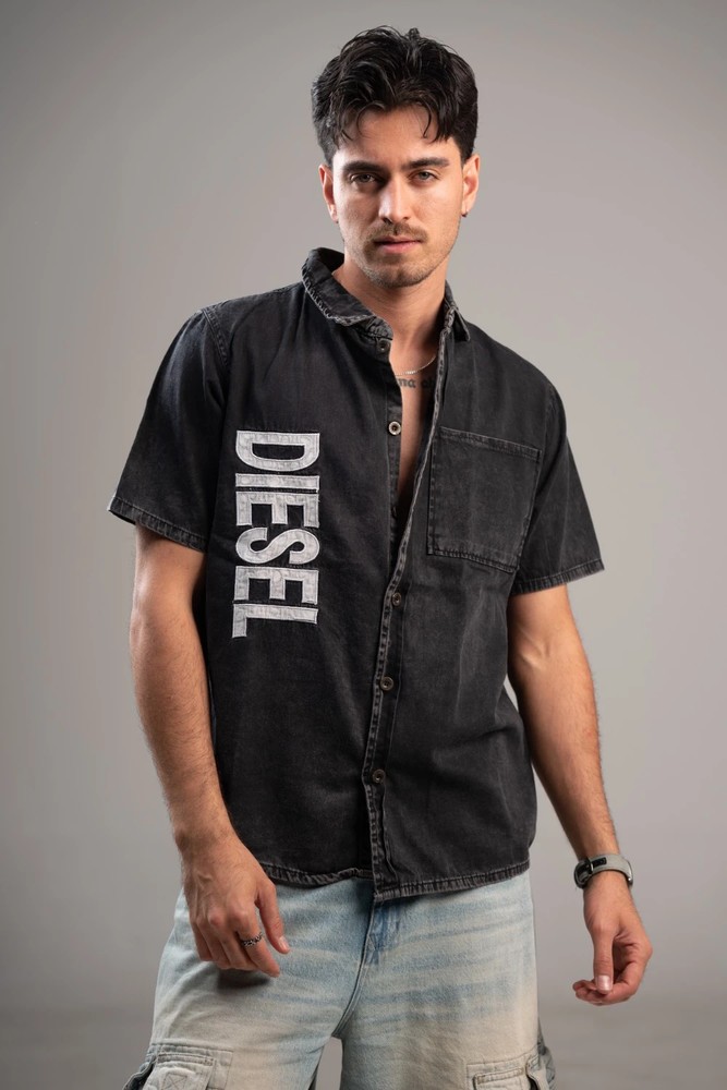 پیراهن جبن ذغالی طرح DIESEL