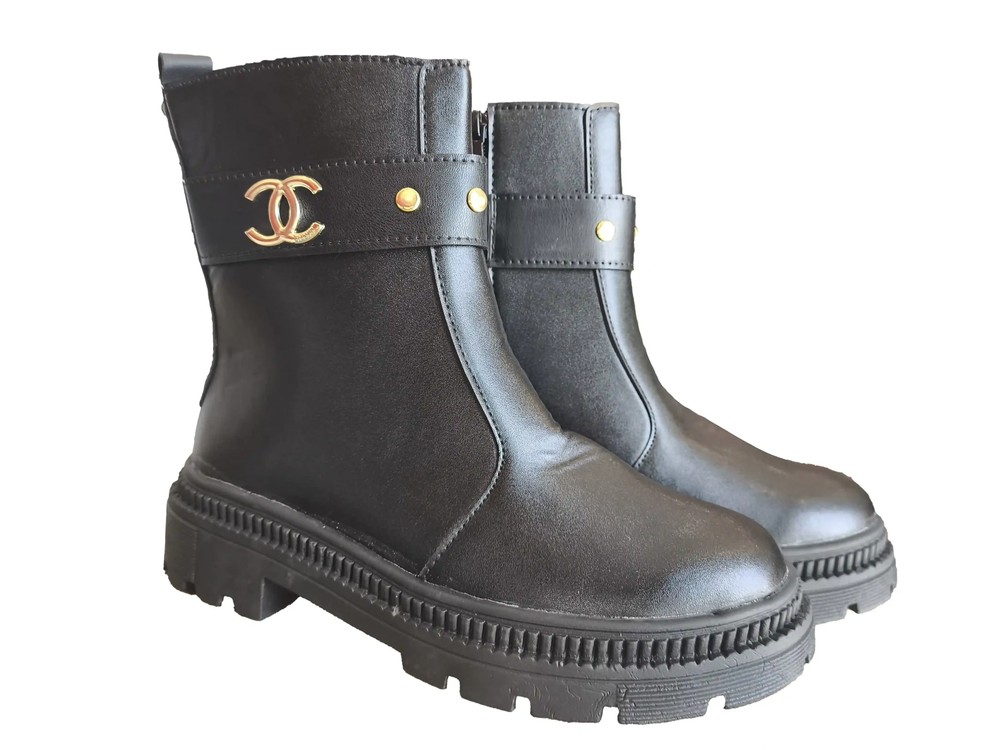 نیم بوت زنانه زیپی طرح چنل chanel