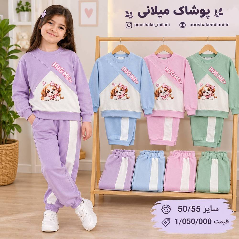 بلوز شلوار دخترانه طرح HUG ME
