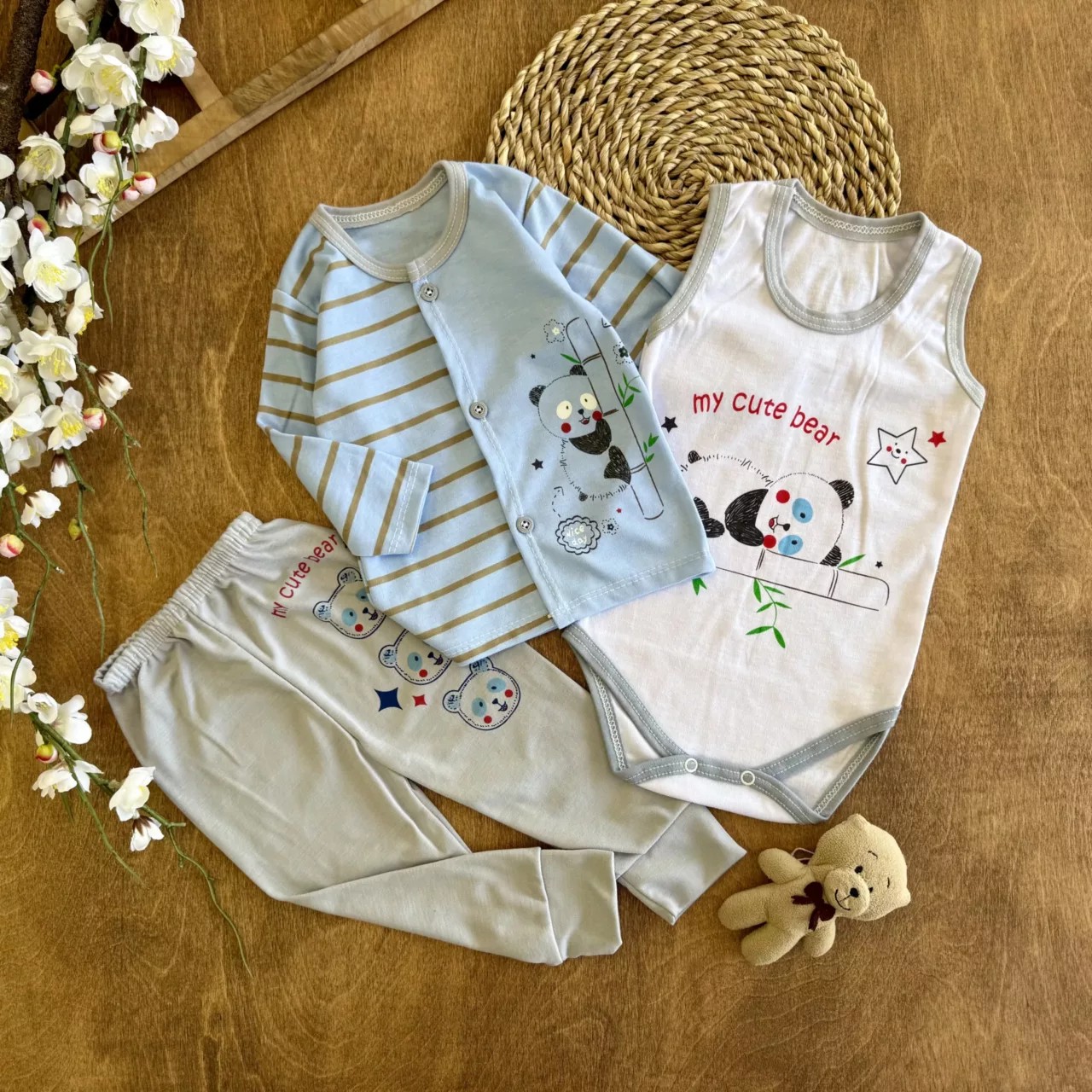 ست 3 تکه پاندا راه راه nice day (YP) کد 6751