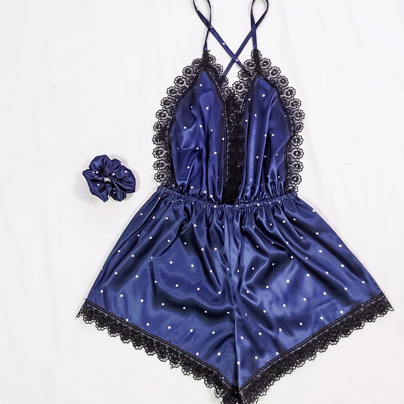 رامپر خواب ساتن LX طرح خالدار