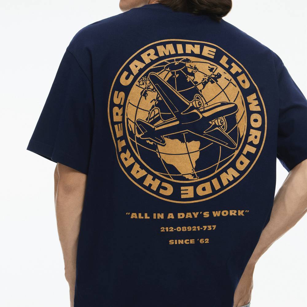 H&M Loose Fit PrintedT-shirt Navy Blue