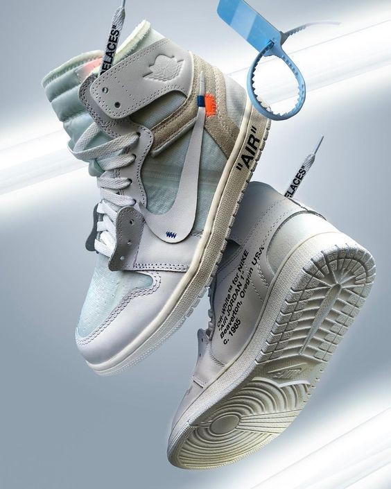 نایک ایر جردن ۱ ساقدار آف وایت تمام سفید Nike air Jordan 1 high off-white white