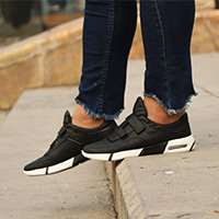 کتانی رانینگ چرم کلاسیک چسبی Sample Classic leather Black White