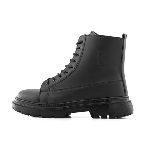 نیم بوت چرم مصنوعی مردانه مشکی bershka زیپ دار مدل 48972
