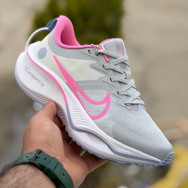 کتونی نایک زوم ایکس زنانه طرح لبخند طوسی Nike Zoom X