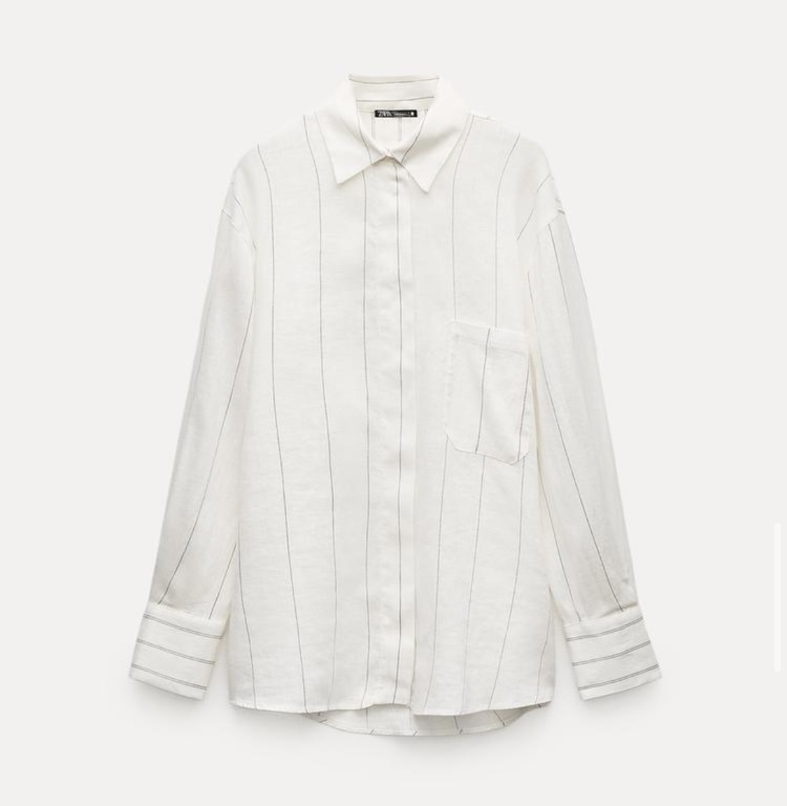 ZARA STRIPED 100% LINEN SHIRT