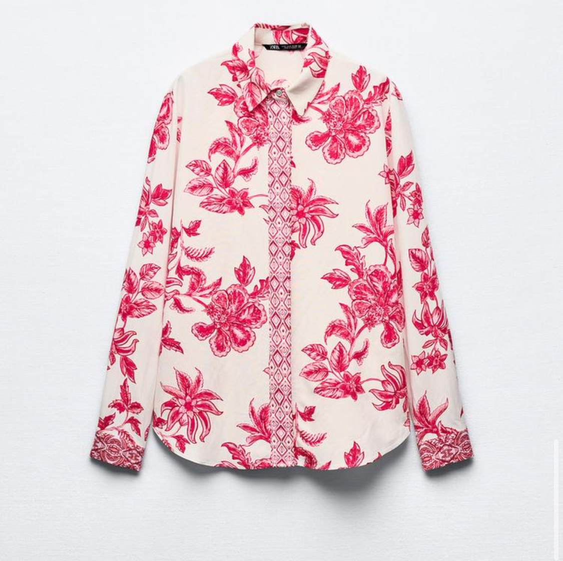 ZARA GREEK FLORAL PRINT SHIRT