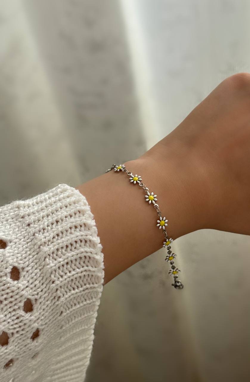 دستبند زنانه گل بابونه کد 124