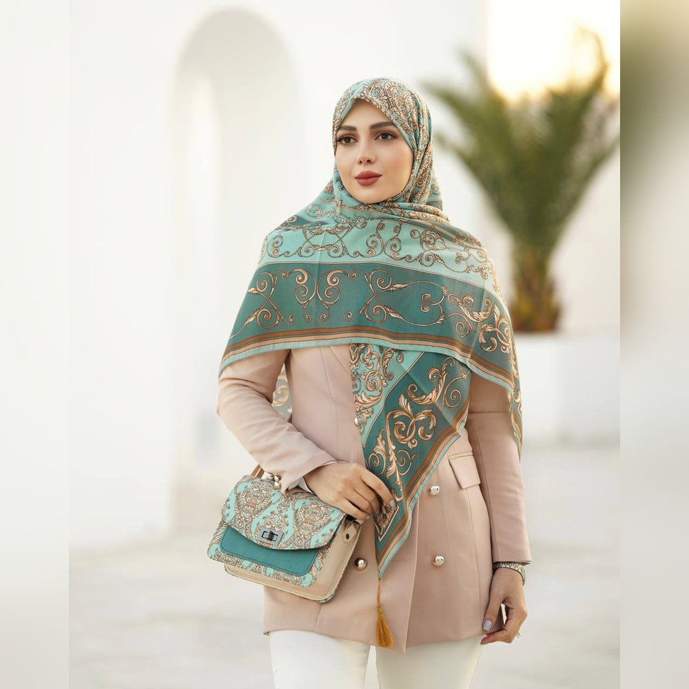 ست کیف و روسری الیزابت فیروزه ای (B2)