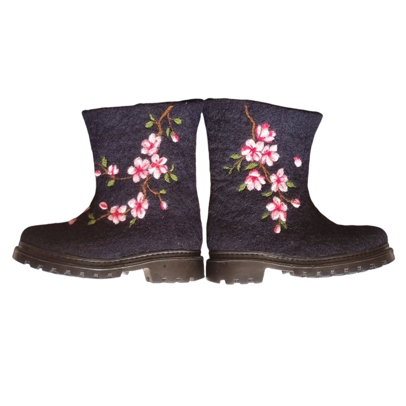 Felt Ankle Boots Blossom Design – Horfelt Brand