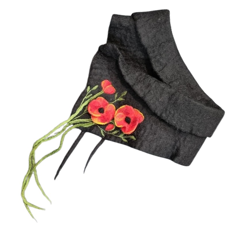 Felt Neck Shawl – Embossed anemone Design – Hoorfelt Brand