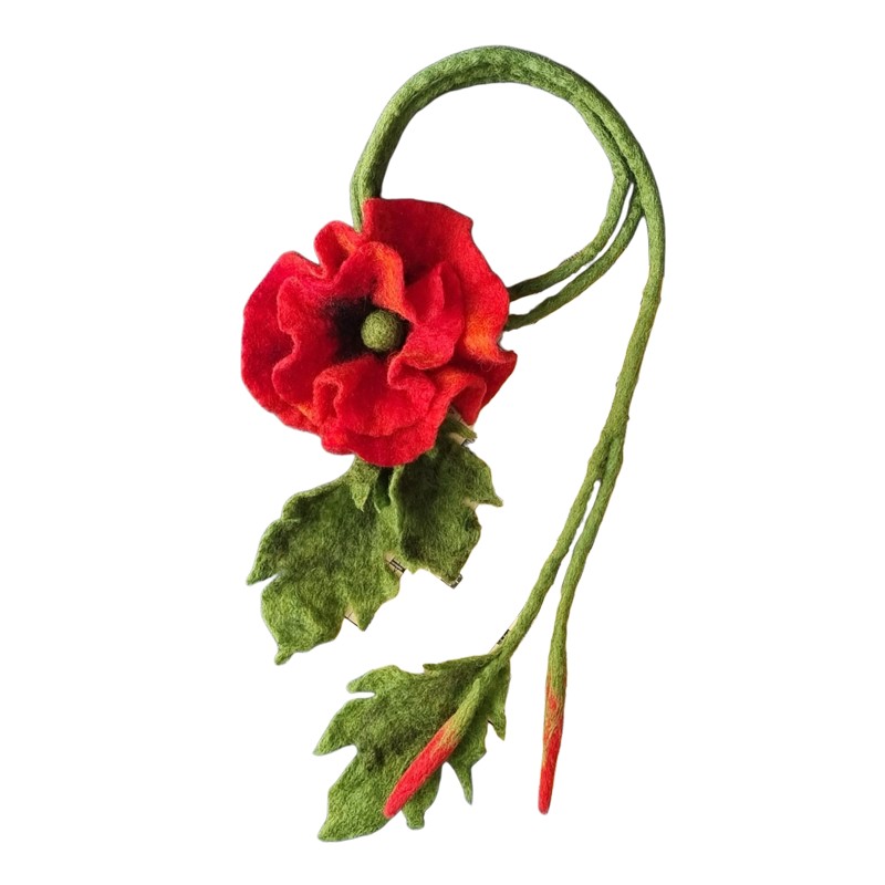 Felt Pendant Necklace, anemone Design, Hoorfelt Brand