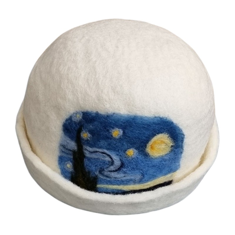 Felt hat with brim and starry night design – Horfelt brand