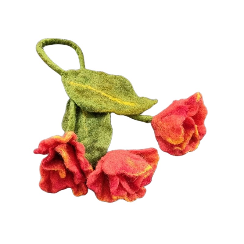 Felt bag strap hanger with an anemone design – Horfelt brand