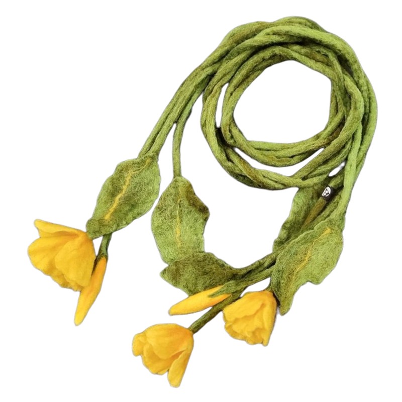 Felt Fantesy Scarf with Tulip Design 3 Flowers & 2 Buds – Horfelt Brand