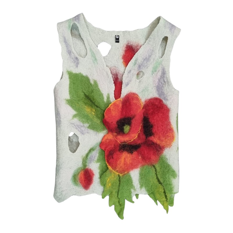 Felt Vest with anemone Design – Hoorfelt Brand