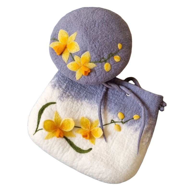 Felt Set Hat & Bag Orchid Design – Hoorfelt Brand