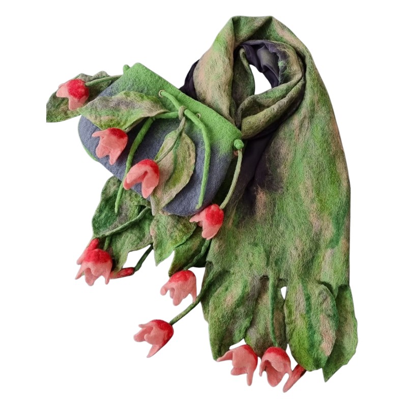 Felt Set Felt Shawel with Bag Tulip Design – Hoorfelt Brand