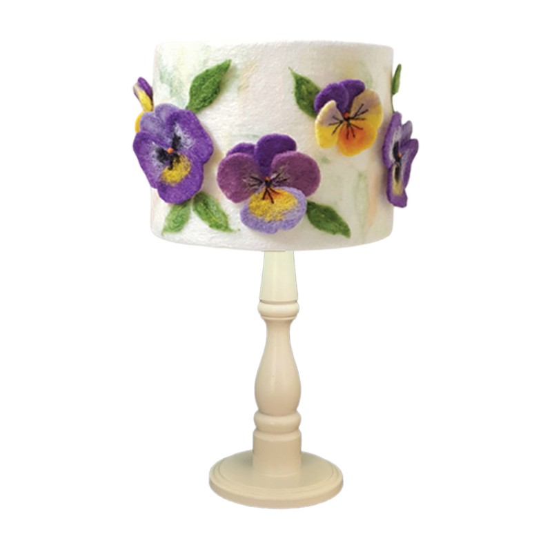 Felt Lampshade Embossed Violet Flower Design – Hoorfelt Brand