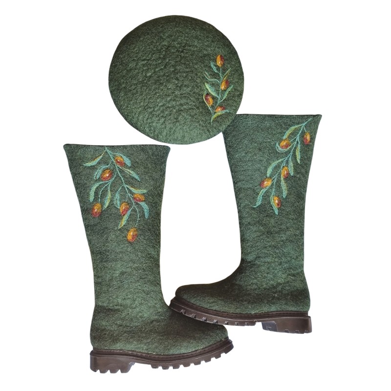 Olive Design Felt Hat and Boots Set – Hoorfelt Brand