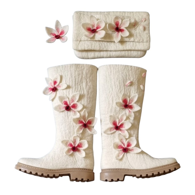 Orchid Felt Boots, Bag, and Brooch Set – Hoorfelt Brand