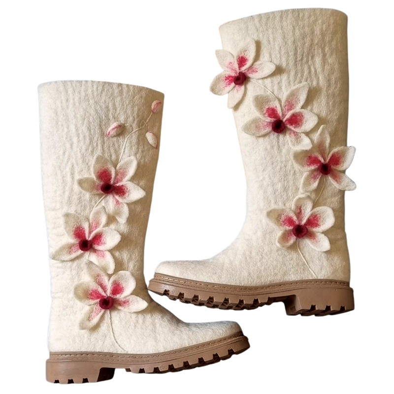 Orchid Embossed Felt Boots – Hoorfelt Brand