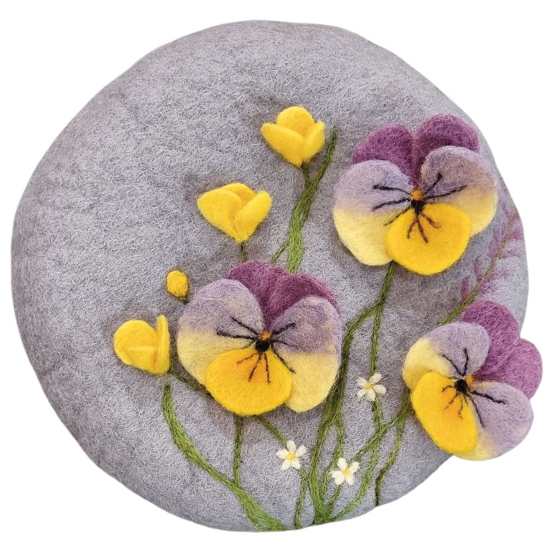Felt Beret Hat 3D Violet Design 3 – Hoorfelt Brand