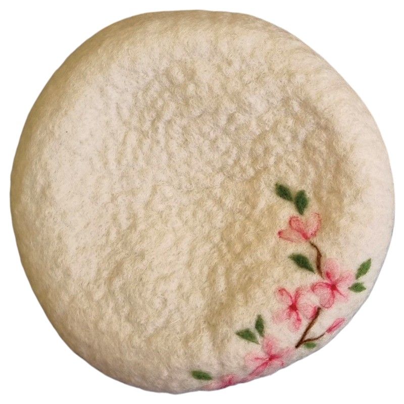 Felt Beret Hat Flat Blossom Design 1 – Hoorfelt Brand