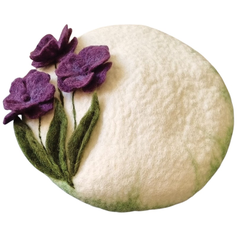 Felt Beret Hat 3D Violet Design 2 – Hoorfelt Brand