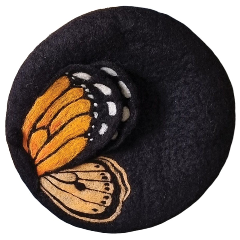 Felt Beret Hat Butterfly Design – Hoorfelt Brand