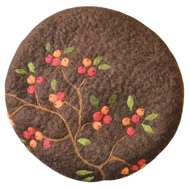Felt Beret Hat Pyracantha Design – Hoorfelt Brand