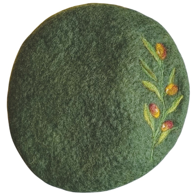 Felt Beret Hat Olive Design – Hoorfelt Brand