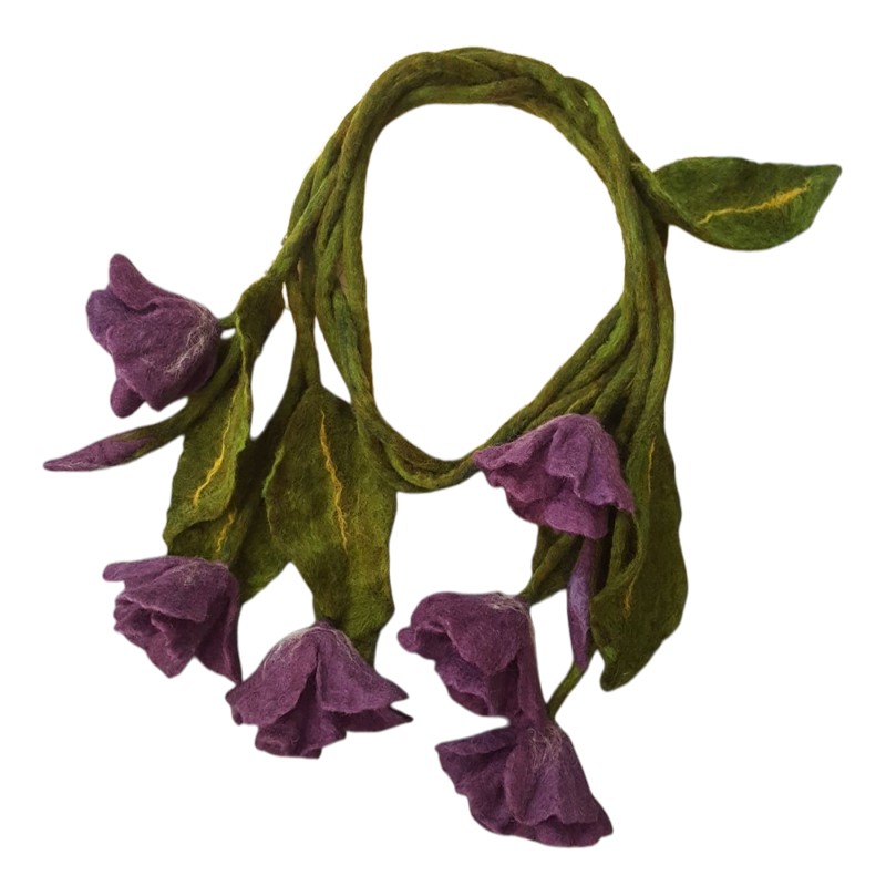 Fantasy Felt Shawl with 6 Tulips and 2 Buds – Horfelt Brand