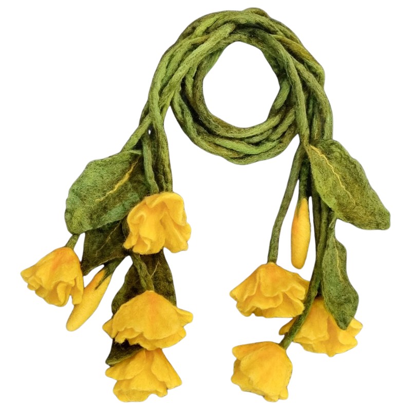 Fantasy Felt Shawl with 7 Tulips and 2 Buds – Horfelt Brand