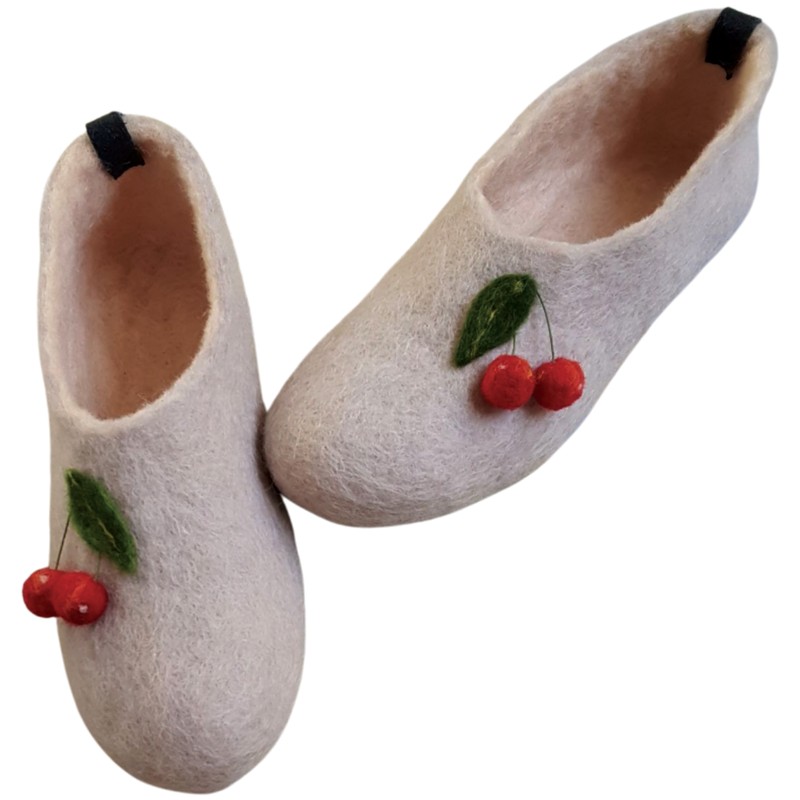 Cherry Design Felt Slippers – Horfelt Brand