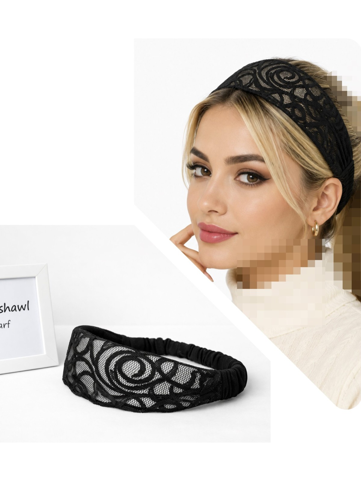 هدبند گیپور گل شنل
