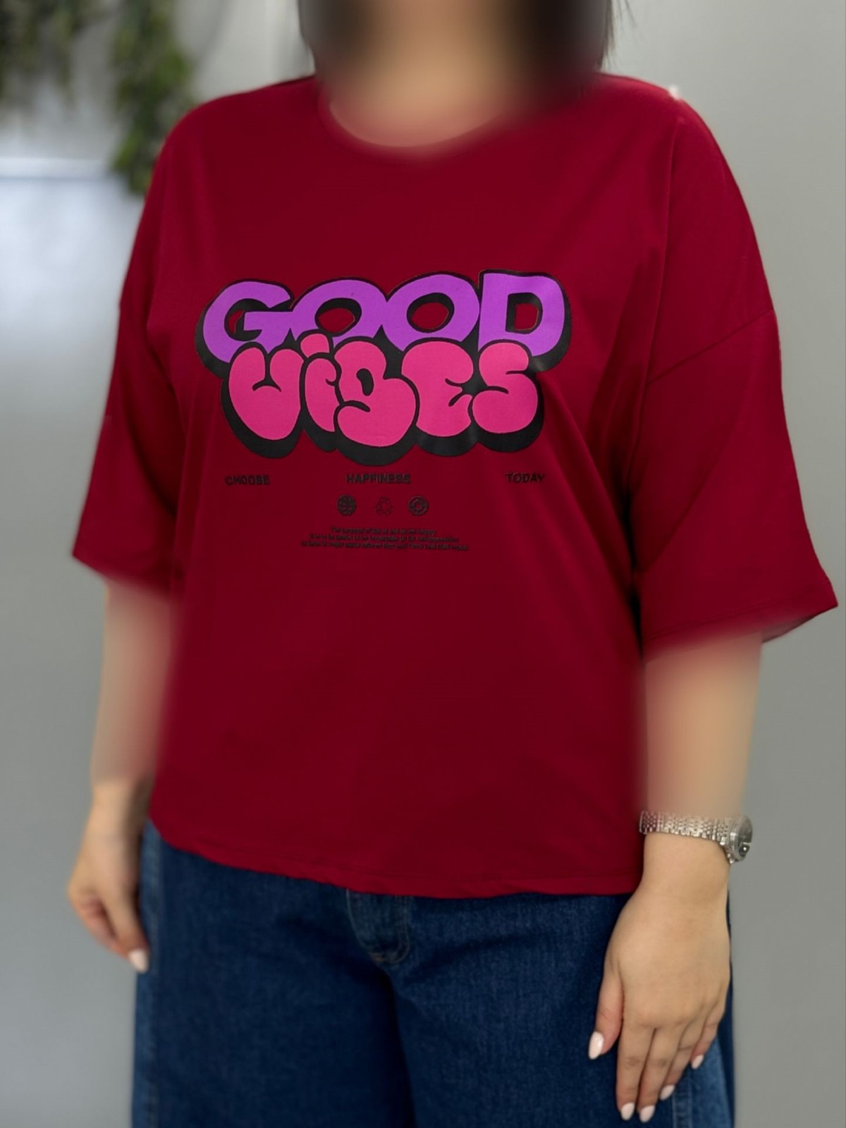 تیشرت باکسی طرح good vibes کد 6213