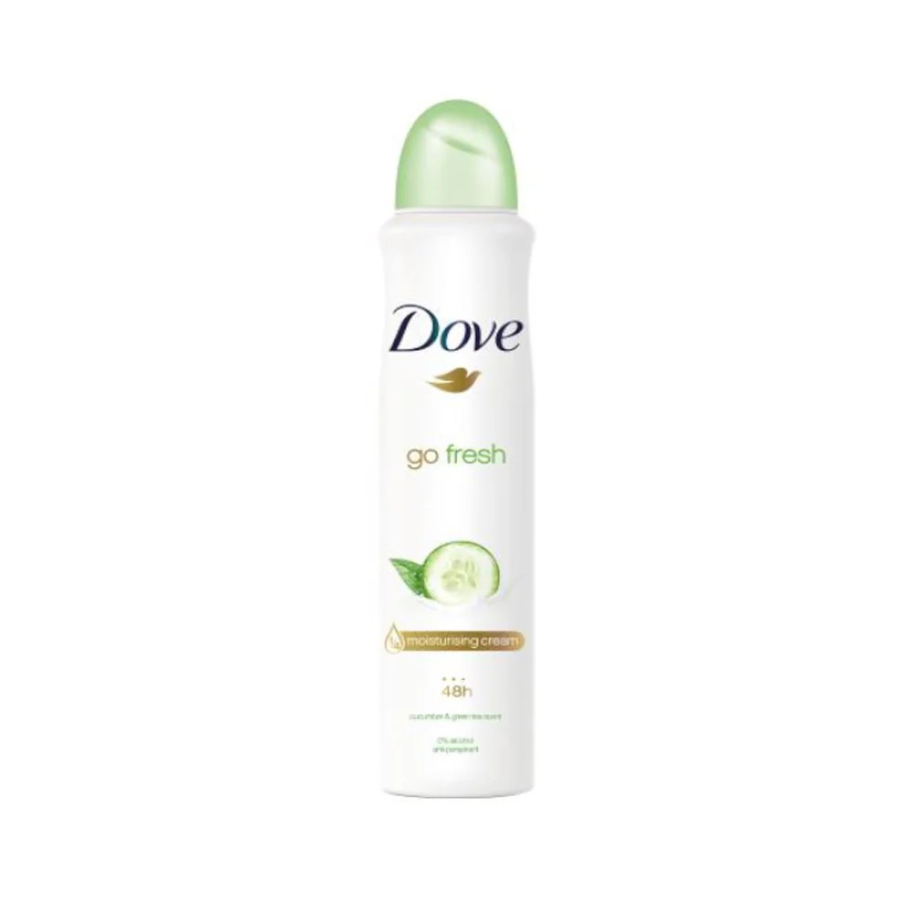 ✨ اسپری ضدتعریق Dove Go Fresh Cucumber & Green Tea | محافظت ۴۸ ساعته | رایحه خنک خیار و چای سبز | بدون الکل و نرمکننده پوست