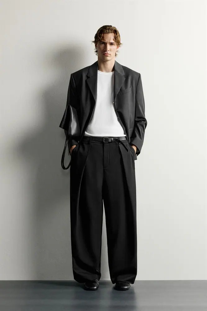 شلوار مردانه زارا اورجینال مدل RELAXED FIT PLEATED TROUSERS کد 06861616