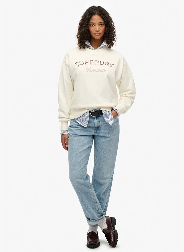 زنانه سفید هودی طرح چاپی نوشته استاندارد W2012455A Superdry