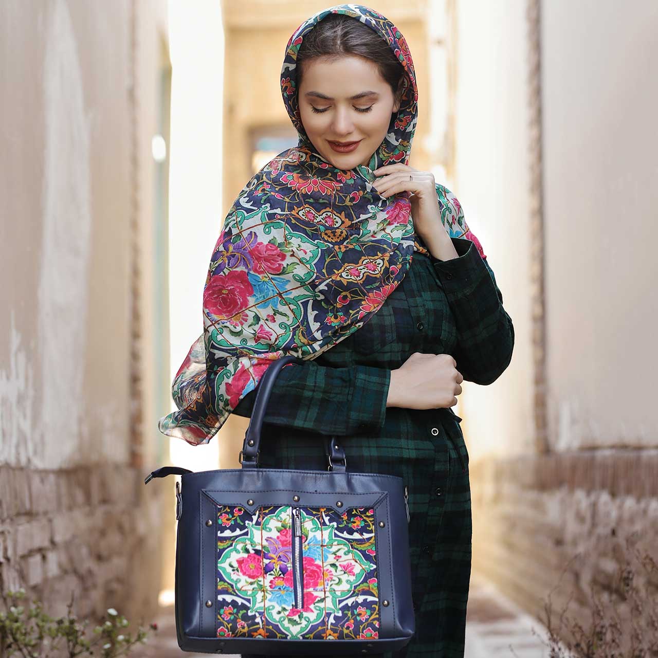 ست کیف و شال و روسری زنانه باران کد 12
