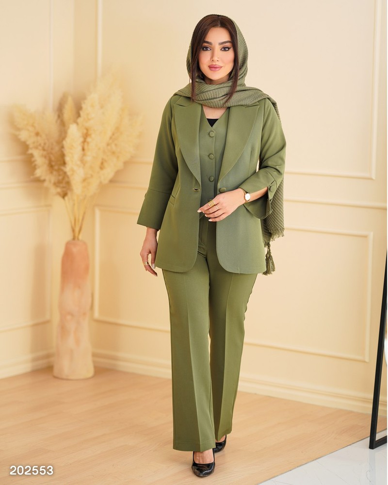 ست سه تیکه زنانه کت، شلوار و جلیقه زنانه مدل نازنین کد 5002025